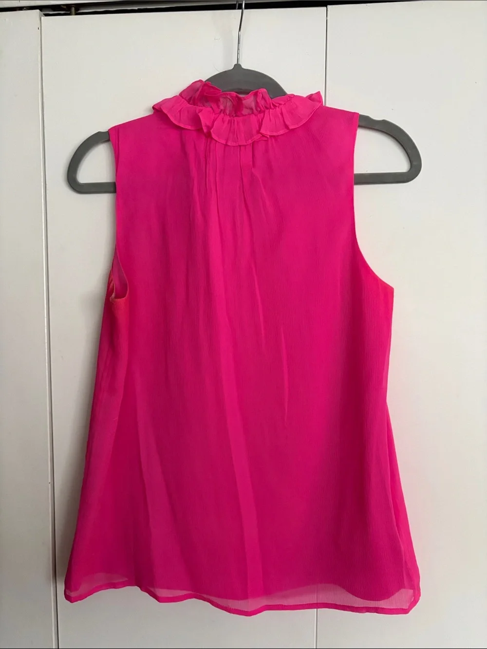 J. Crew Hot Pink Ruffle Neck Sleeveless Camisole
